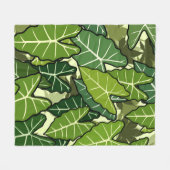 緑の葉模様 フリースブランケット (正面(横))