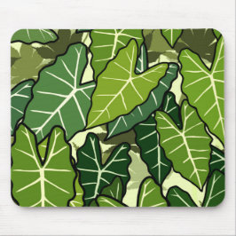 緑の葉模様 マウスパッド