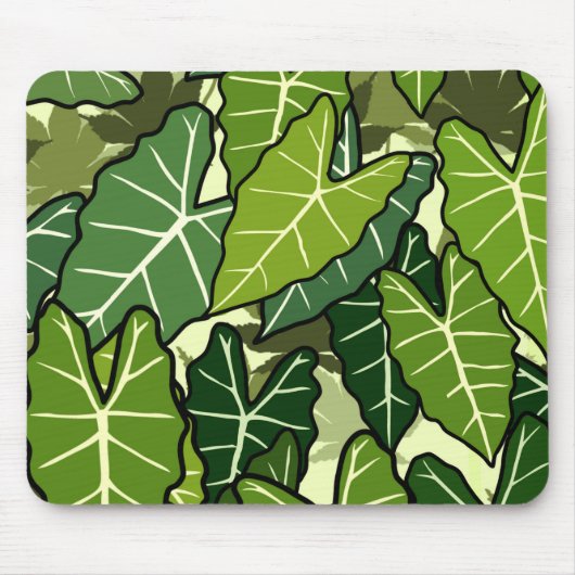 緑の葉模様 マウスパッド (正面)