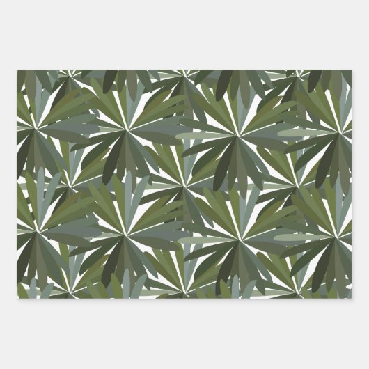 緑の葉模様 ラッピングペーパーシート (正面)