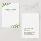 緑の葉水色のジュエリーイヤリングディスプレイ 名刺 (正面/裏面)