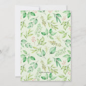 緑の葉水色のブライダルシャワー招待状 (裏面)