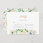 緑の葉水色RSVPカード 出欠カード (正面/裏面)