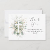 緑の葉洗礼フラットサンキューカード サンキューカード (正面)