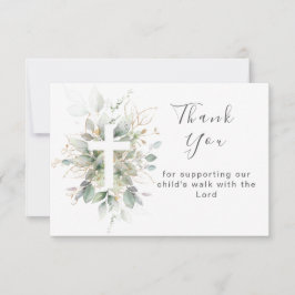 緑の葉洗礼フラットサンキューカード サンキューカード
