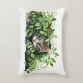 緑の葉猫 アクセントクッション (正面(垂直))
