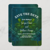 緑の葉素朴ヴィンテージ保存日 招待状 (正面/裏面)