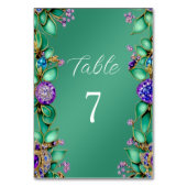 緑の葉紫色の宝石のテーブル番号 テーブルナンバー (裏面)