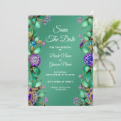 緑の葉紫色の宝石は日付を保存 セーブザデート (スタンド正面)