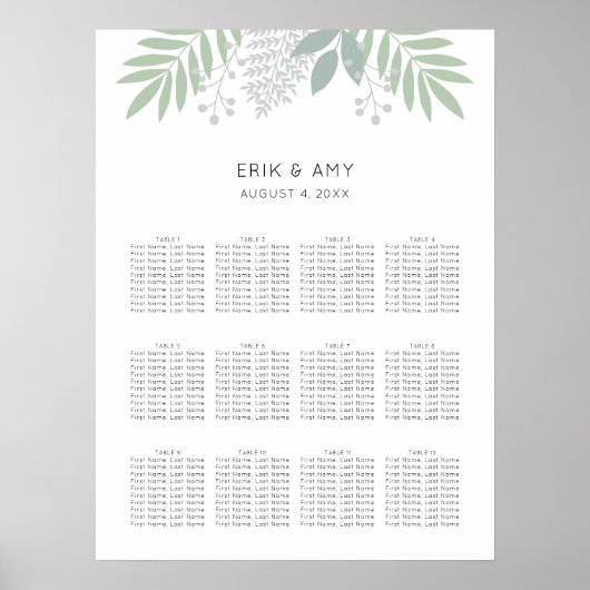 緑の葉結婚の座席表 ポスター (正面)
