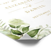 緑の葉結婚の金ゴールド歓迎サイン ポスター (角)