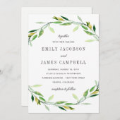 緑の葉結婚式招待状 招待状 (正面/裏面)