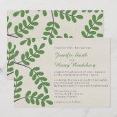 緑の葉結婚式招待状 招待状 (正面/裏面)