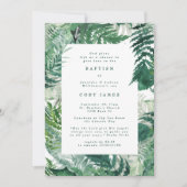 緑の葉絵を描のエレガント植物洗礼 招待状 (正面)