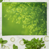 緑の葉背景 キッチンタオル (折り畳み)