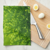 緑の葉背景 キッチンタオル (四つ折り)