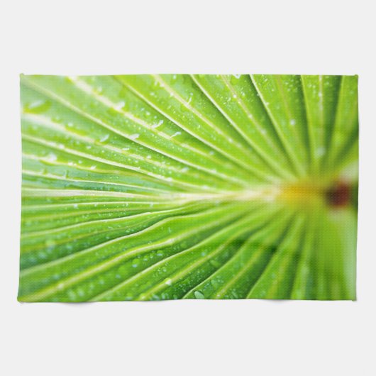 緑の葉背景 キッチンタオル (横)