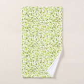 緑の葉自然プリント、植物の葉パターン バスタオルセット (ハンドタオル)