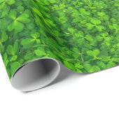 緑の葉色のクローバー（水滴） ラッピングペーパー (ロールコーナー)