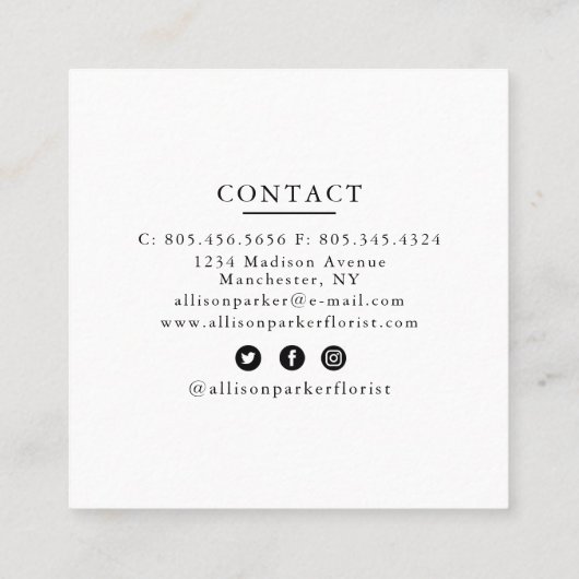 緑の葉花屋の名刺 スクエア名刺 (裏面)