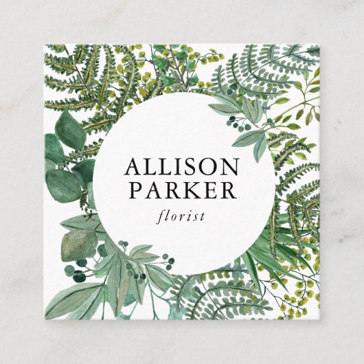 緑の葉花屋の名刺 スクエア名刺 (正面)