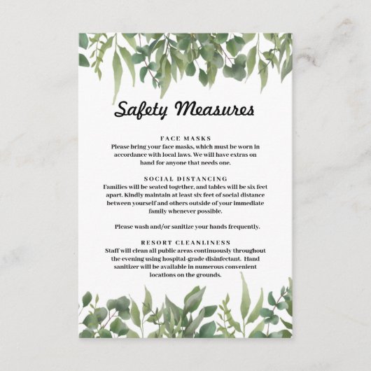 緑の葉草の葉の安全対策 エンクロージャーカード (正面)