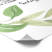 緑の葉葉のテーブル席8座席計画 ポスター (角)