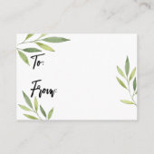 緑の葉表示赤ちゃんシャワーギフトカード エンクロージャーカード (裏面)