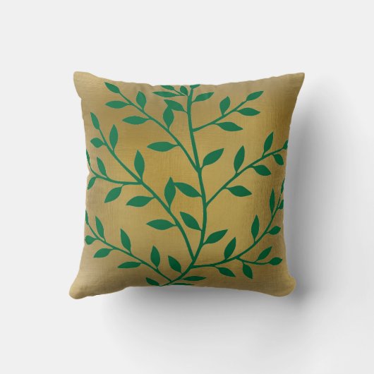 緑の葉金ゴールドの緑の木の環境にやさしいことをしよう クッション (裏面)