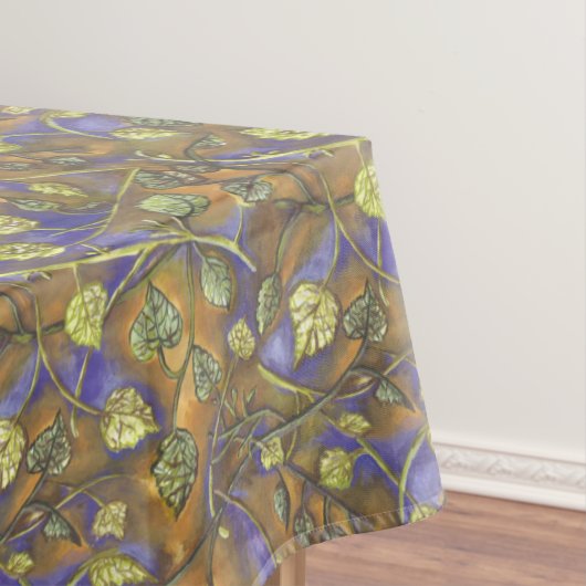 緑の葉金ゴールドはラズベリーブッシュブルー テーブルクロス (インサイチュ)