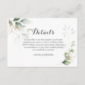 緑の葉金ゴールドウェディングレセプション詳細 エンクロージャーカード (正面)