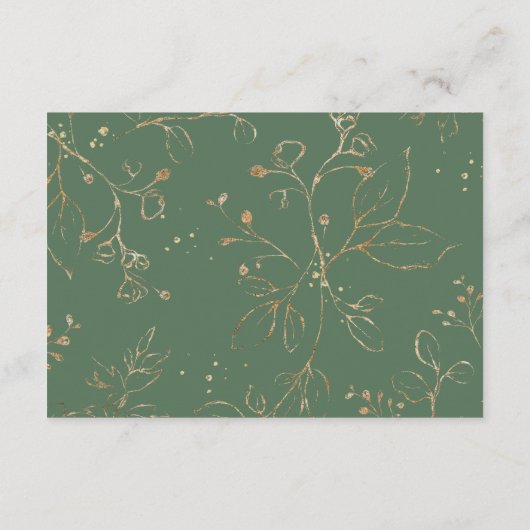 緑の葉金ゴールドウェディングレセプション詳細 エンクロージャーカード (裏面)