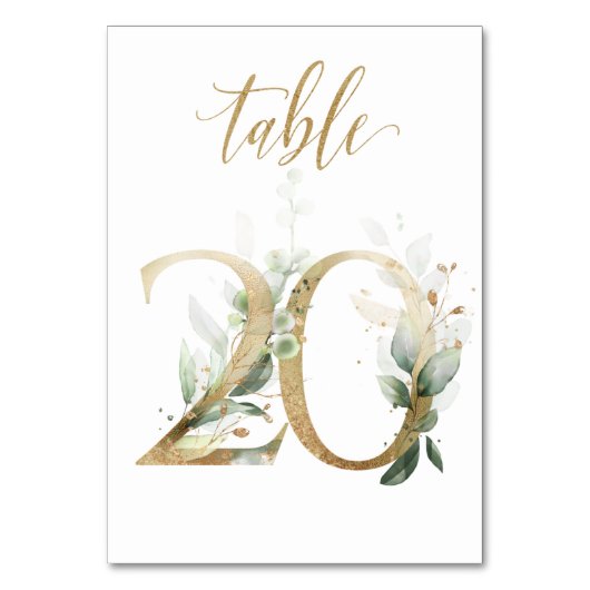 緑の葉金ゴールドテーブル20、テーブル番号 テーブルナンバー (正面)