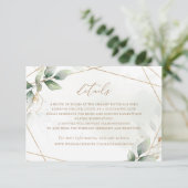 緑の葉金ゴールド幾何結婚詳細 招待状 (スタンド正面)