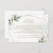 緑の葉金ゴールド幾何結婚詳細 招待状 (正面/裏面)