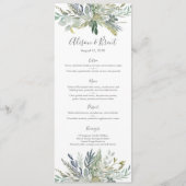 緑の葉離れのメ結婚ニューまたはプログラムカード メニュー (正面)