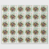 緑の葉離れの家族の写真メリークリスマス ラッピングペーパー (フラット)