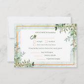 緑の葉離れの3食選択RSVPカード 出欠カード (裏面)