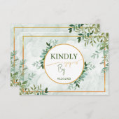 緑の葉離れの3食選択RSVPカード 出欠カード (正面/裏面)