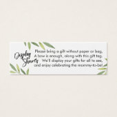 緑の葉飾りベビシャワーミニギフトカード (正面)