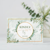 緑の葉2つの食事の選択RSVPカード 出欠カード (スタンド正面)