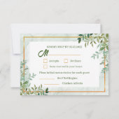 緑の葉2つの食事の選択RSVPカード 出欠カード (裏面)