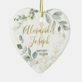 緑の葉，ベビーバプテスマ写真セラミックオーナメント セラミックオーナメント (右)