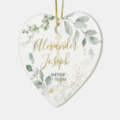 緑の葉，ベビーバプテスマ写真セラミックオーナメント セラミックオーナメント (左)
