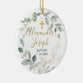 緑の葉，ベビーバプテスマ写真 セラミックオーナメント (右)