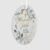 緑の葉、ベビー洗礼写真アクリルオーナメント オーナメント (正面)