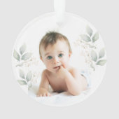 緑の葉、ベビー洗礼写真アクリルオーナメント オーナメント (裏面)