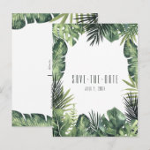 緑の葉 ボタニカル トロピカル セーブ・ザ・デート 案内ポストカード (正面/裏面)