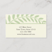 緑の葉、枝ボーダー 名刺 (裏面)