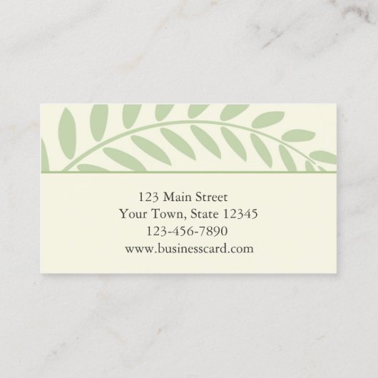 緑の葉、枝ボーダー 名刺 (裏面)